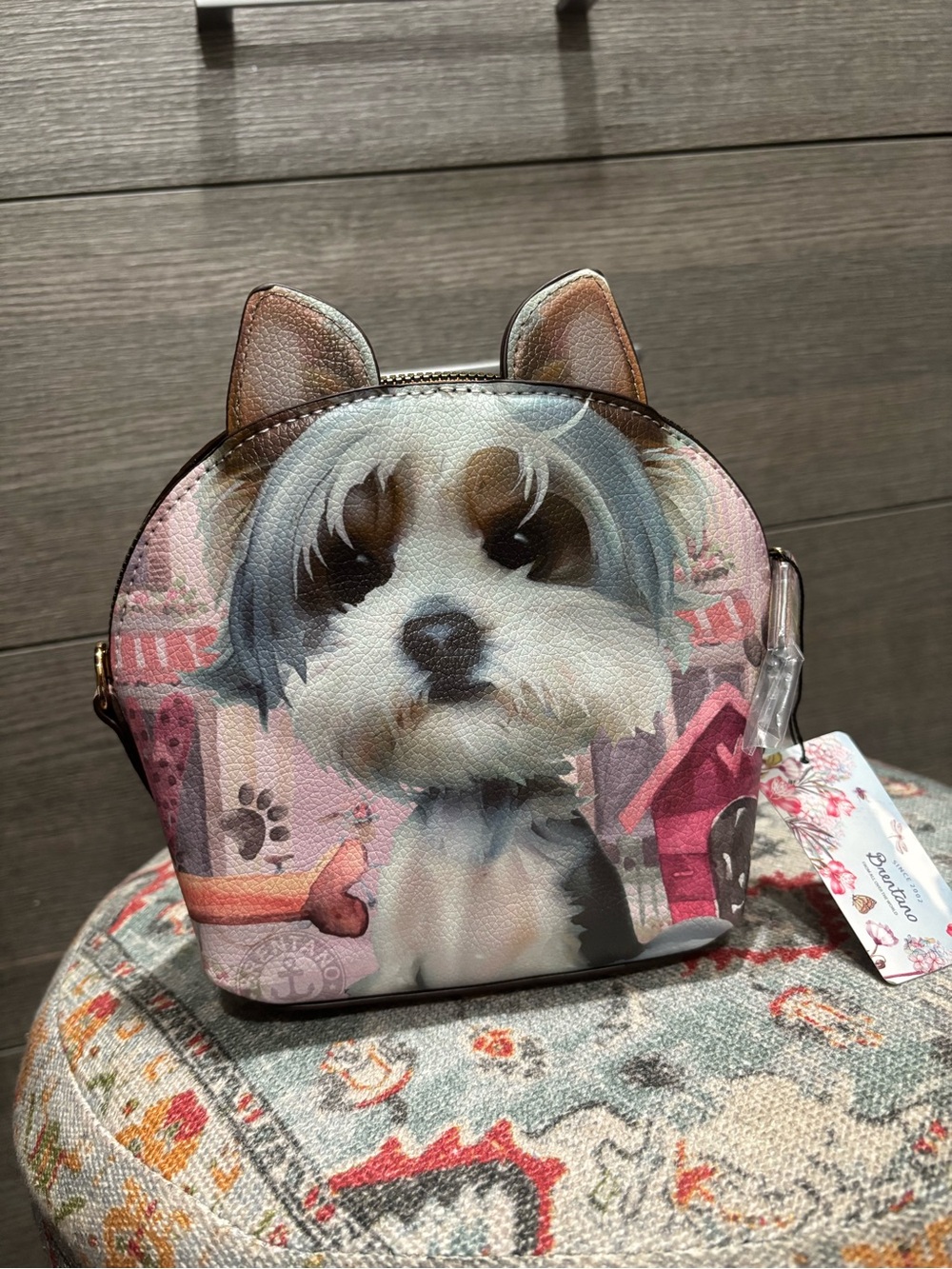 NWT Brentano Cozy Puppy Print Crossbody Bag